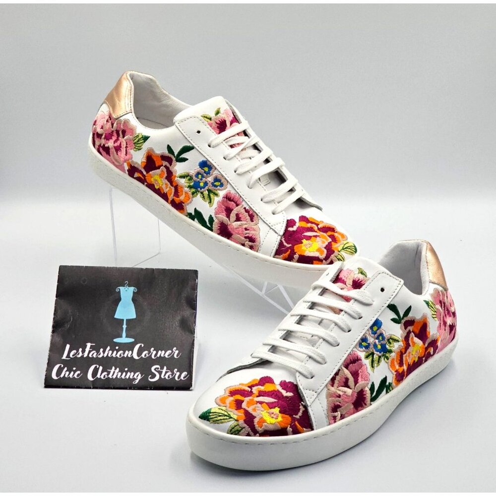 NWOB Johnny Was Women's Floral Embroidered Leather Dylanne Sneakers Sz 7.5 2473 - Picture 5 of 16